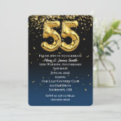 Invitation 55e Anniversaire Or Ballons & Confetti (Debout devant)