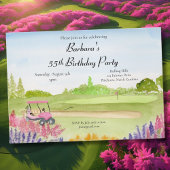 Invitation 55e anniversaire Party Pink Golf Cart Golf Course