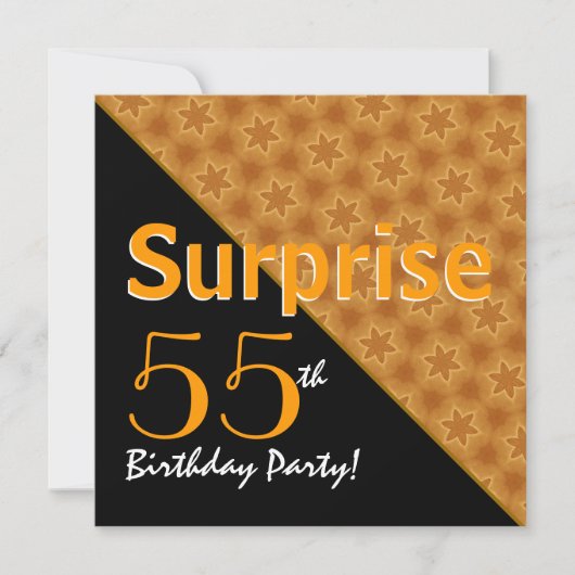 Invitation 55e anniversaire surprise Diagonal noir et or (Devant)