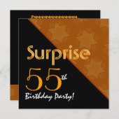 Invitation 55e anniversaire surprise Diagonal noir et or (Devant / Derrière)