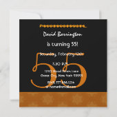 Invitation 55e anniversaire surprise Diagonal noir et or (Dos)