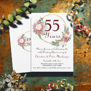 Invitation 55e Mariage Emerald Anniversaire Rose Gold Frame