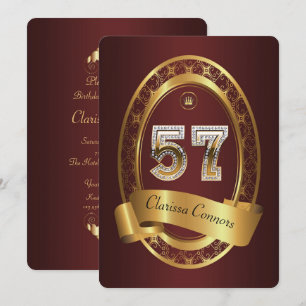 Invitation 57e, femme de fête d'anniversaire homme, couleur é