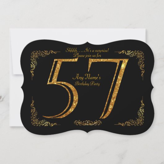 Invitation 57ème, fête d'anniversaire 57ème, grand Gatsby, no (Devant)