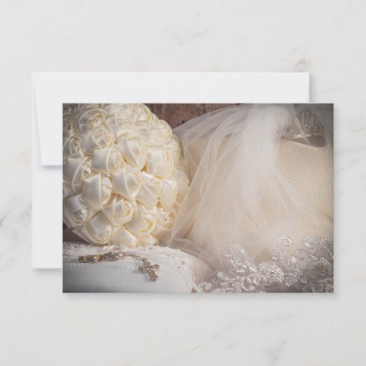 Invitation 5882-Bouquet avec Anneaux, Voile et Croix (Devant)