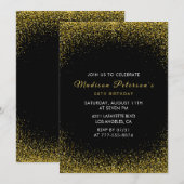 Invitation 58 ans noir et or Glam Glitter (Devant / Derrière)
