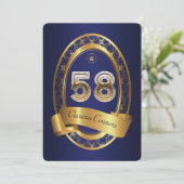 Invitation 58e, femme de fête d'anniversaire homme, couleur é (Debout devant)