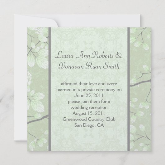 Invitation 5.25x5.25 Abstrait Feuilles Branches Gris Lime Cla (Devant)