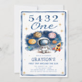 Invitation 5 4 3 2 Un Premier Anniversaire Bleu (Devant)