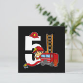 Invitation 5 an Pompier Anniversaire Camion d'incendie 5e ann (Debout devant)