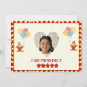 Invitation 5 Anniversaire Cirque THÈME PHOTO COLLAGE (Dos)