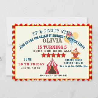 Invitation 5 Anniversaire Cirque THÈME PHOTO COLLAGE