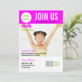 Invitation 5 ans de filles roses PERSONNALISER (Debout devant)