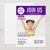 Invitation 5 ans de violettes PERSONNALISER (Devant / Derrière)
