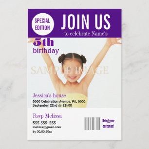 Invitation 5 ans de violettes PERSONNALISER