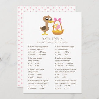 Invitation 5 Petits Canards Trivia bébé | Baby shower fille