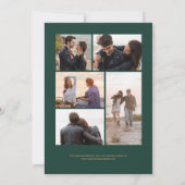 Invitation 5-Photo Agate Or Noir Vert Foncé Mariage (Dos)