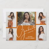 Invitation 5 Photo Burnt Orange Graduation Annonces (Devant)