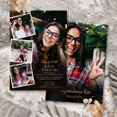Invitation 5 Photo Collage Gold Graduation Party