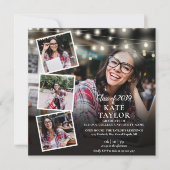 Invitation 5 Photo Collage String Lights Graduation Party (Devant)