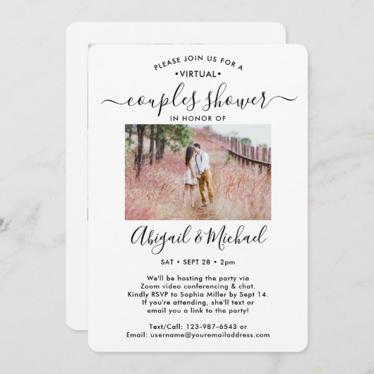 Invitation 5 Photo Couples virtuels Fête des mariées par cour (Devant / Derrière)
