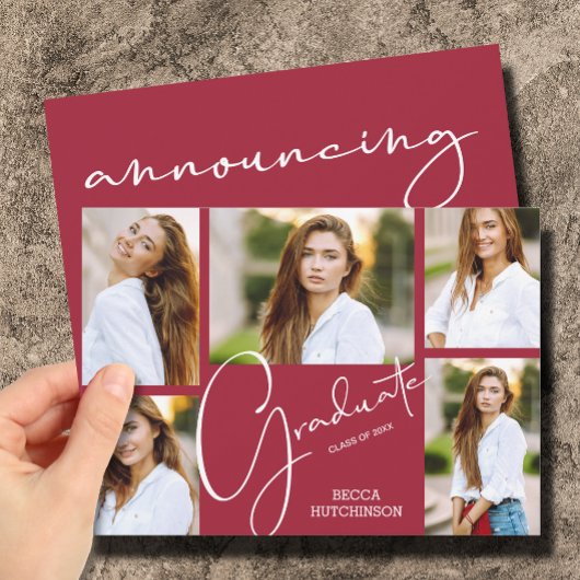 Invitation 5 Photo Crimson Annonces de Graduation