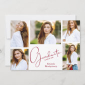 Invitation 5 Photo Crimson Graduation Party (Devant)
