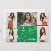 Invitation 5 Photo Green Graduation Annonces (Devant)