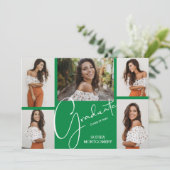 Invitation 5 Photo Green Graduation Annonces (Debout devant)