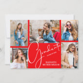 Invitation 5 Photo Red Graduation Annonces (Devant)