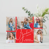 Invitation 5 Photo Red Graduation Annonces (Debout devant)