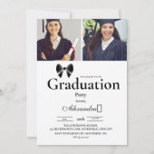 Invitation 5 Photos Black Bow Graduation Party (Dos)