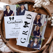Invitation 5 Photos Black Bow Graduation Party
