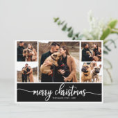 Invitation 5 Photos Collage élégant Joyeux Noël Noir (Debout devant)