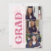 Invitation 5 Photos Coquette Pink Bow Graduation Party (Devant)