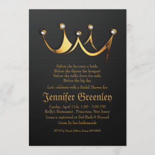 Invitation 5" x 7" Fête de la mariée royale de couronne de la