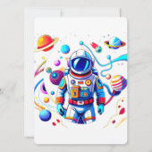 Invitation 5 Year Old Space Birthday Custom Astronaut Orbit  (Dos)