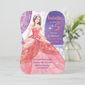 Invitation 5e anniversaire, activité princesse rose (Debout devant)