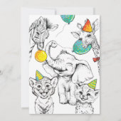 Invitation 5e anniversaire avec drôle animal migno (Dos)