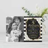 Invitation 5e anniversaire avec photo - Or Noir (Debout devant)