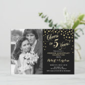 Invitation 5e anniversaire avec photo - Or Noir (Debout devant)