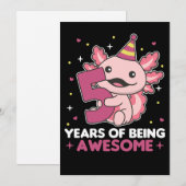 Invitation 5e anniversaire Axolotl cinq ans vieux douces Axol (Devant / Derrière)