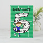 Invitation 5e anniversaire de football bleu et noir But v2 (Debout devant)