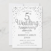 Invitation 5e anniversaire de mariage - Argent & Blanc (Devant)