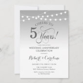 Invitation 5e anniversaire de mariage - Argent blanc (Devant)