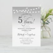 Invitation 5e anniversaire de mariage - Argent blanc (Debout devant)