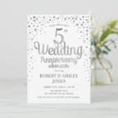 Invitation 5e anniversaire de mariage - Argent et Blanc (Debout devant)