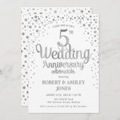 Invitation 5e anniversaire de mariage - Argent et Blanc (Devant / Derrière)