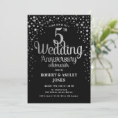 Invitation 5e anniversaire de mariage - Argent & Or (Debout devant)