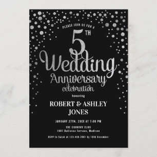 Invitation 5e anniversaire de mariage - Argent & Or